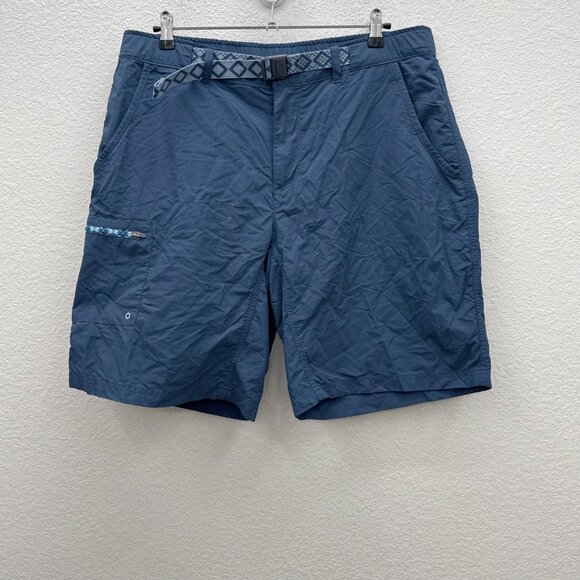Columbia Christopher Pointe Blue Omni Shade Nylon Belted Hiking Short Mens 38x10 - Picture 1 of 7